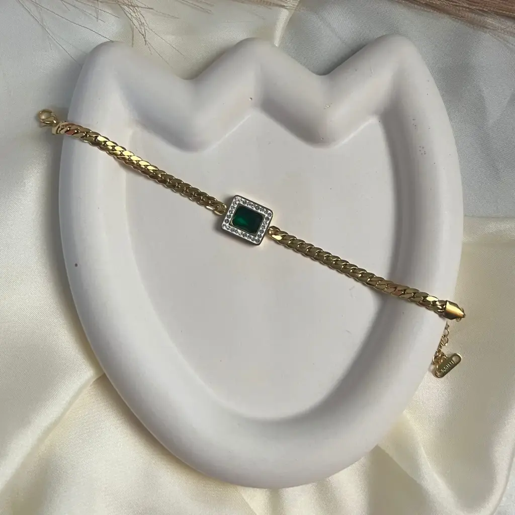 Emerald Snake Chain Bracelet