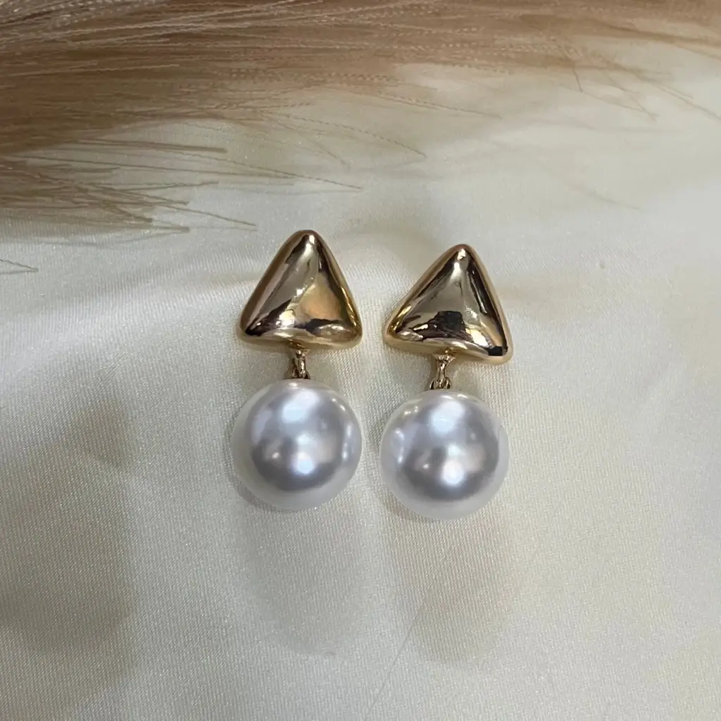 Triangle Pearl Earrings