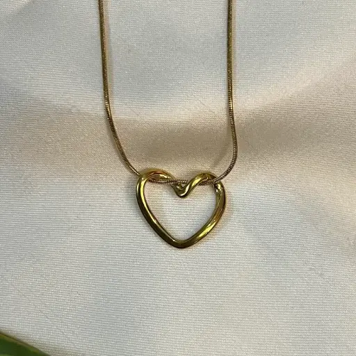 [P-005] Hollow Gold Heart Pendent