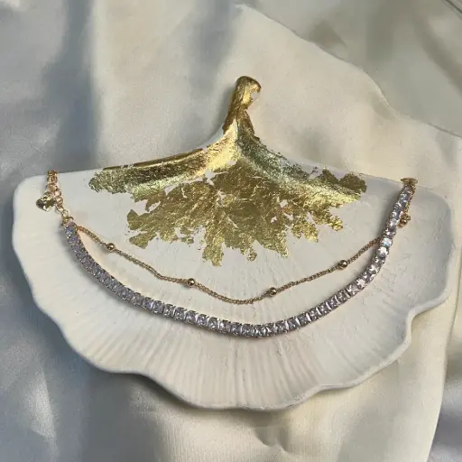 [A-010] Golden Sparkle Layered Anklet