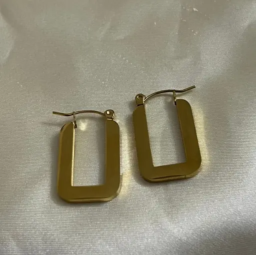 [E-001] U Shape Square Hoop Earrings