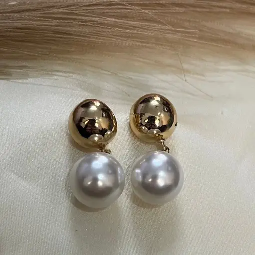 [E-021] Round Pearl Earrings